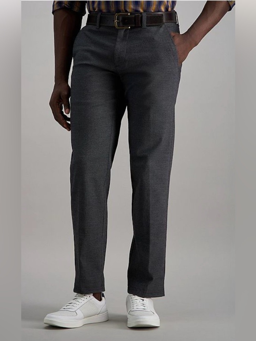 Men's Haggar Comfort Chino Straight Fit Twill Pants Charcoal Gray NEW